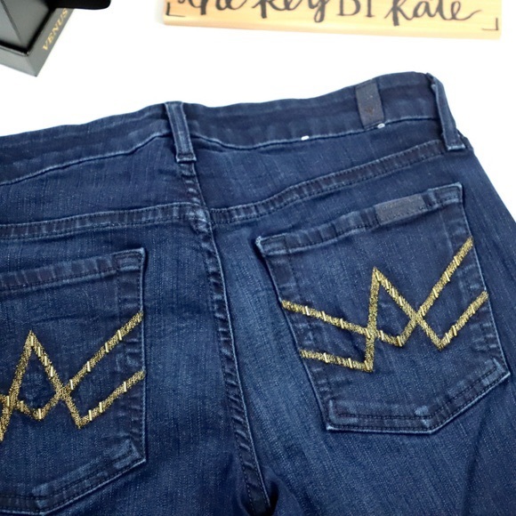 7FAM A Pocket Embellished Pockets Blue Jeans - Picture 7 of 7